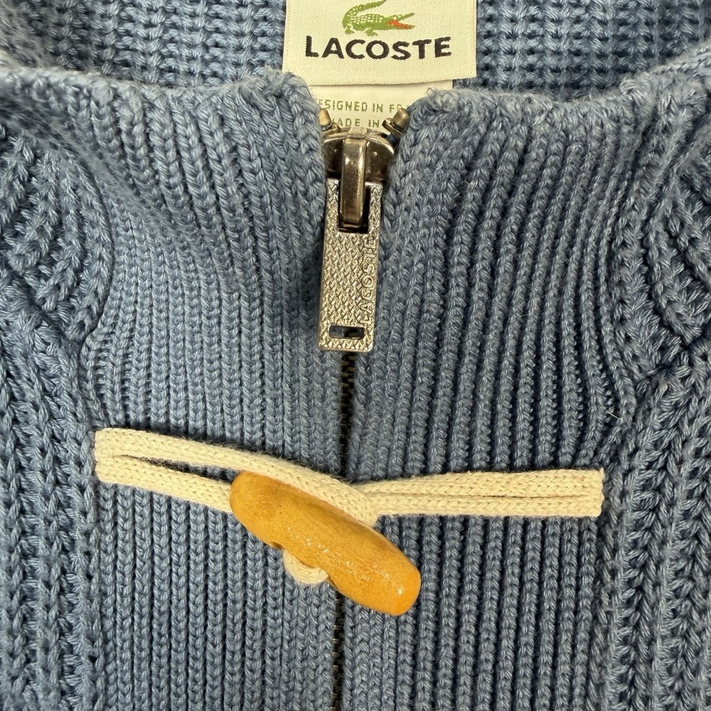 Lacoste Toggle Full Zip Knit Cardigan Sweater Womens Size 34 / US 2 Blue Preppy - Picture 5 of 10